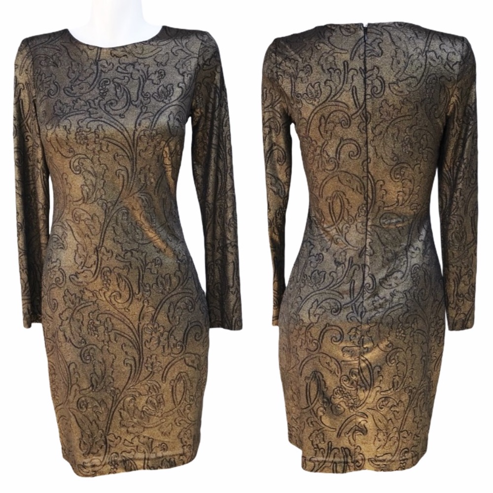 Belle Badgley Mischka Print Long Sleeve Dress